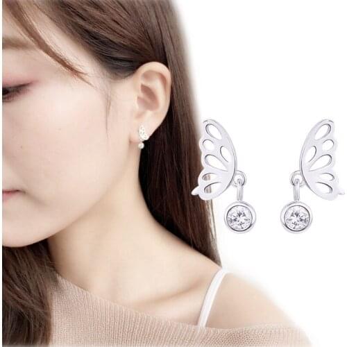 Fashion Sweet Cubic Zircon Butterfly Earrings for Women Elegant Party Jewelry