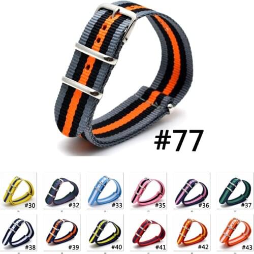 16/ 18/ 20/ 22/ 24mm Rainbow NATO Woven Nylon Watchbands Substitute DW Bracelet Fabric Woven Watch Strap Band Silver Buckle Belt