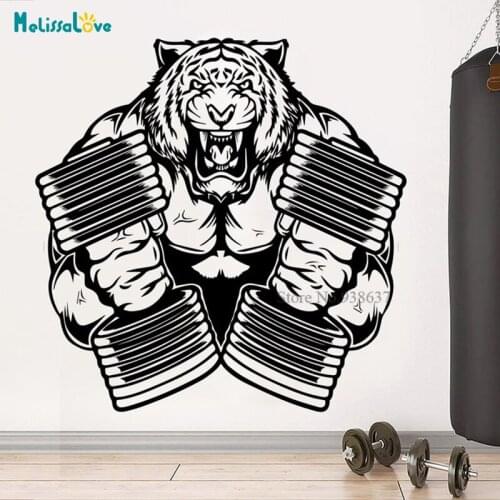 Gym Sticker Fitness Bodybuilding Posters Muscle Dumbbell Vinyl Decor Sports Gym Sticker Home Decoration BD069