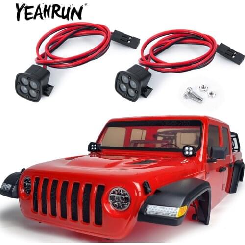 YEAHRUN Front Headlights Spotlight LED Lights for Axial SCX10 II 90046 Traxxas TRX-4 TRX-6 Redcat Gen8 1/10 RC Crawler Car Parts