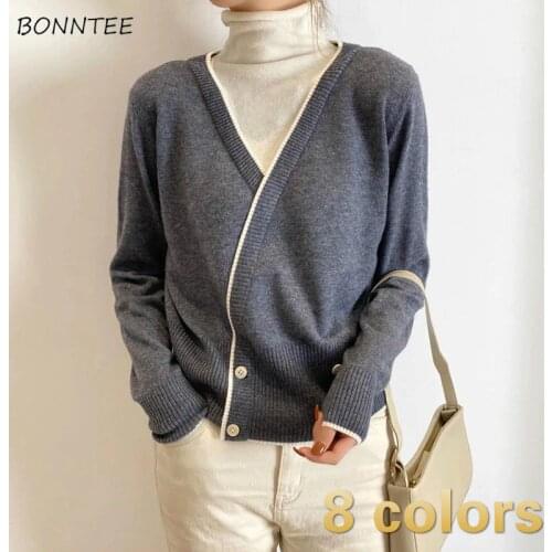 Turtleneck Sweater Women Design All-match Teens Ins Long Sleeve Spring Pullovers Patchwork Lady Clothing Button Leisure Fashion