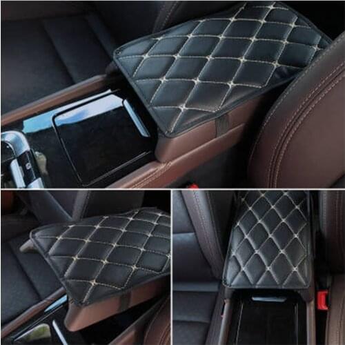 X Autohaux Universal Black Red PU Leather Center Console Cover Car Armrest Cover Arm Rest Pad Fit for Most Vehicle SUV Truck Car