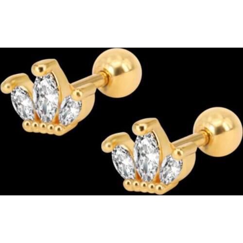 Animal Foot Three Zircon Stainless Steel Body Jewelry Ear Piercing Tragus Cartilage Earring Jewelry For Women