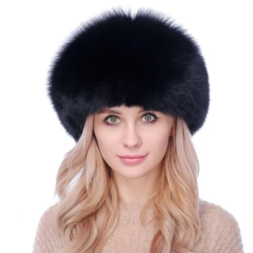 Women Fur Hat Winter Warm 100% Real Fox Fur Caps Russian Cossack Style Hat For Ladies Fashion Winter Ear Flap Hats Snow Caps