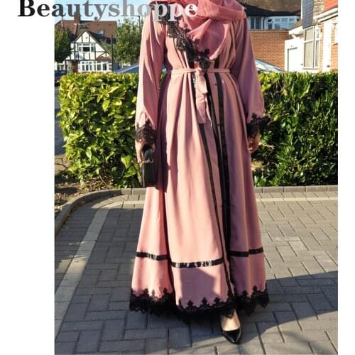 Dubai Style Brown Maxi Open Abaya Islamic Muslim Womens Cardigan Abaya Dress Kafan Robe XL
