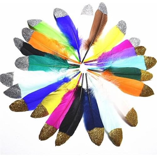 20-100pcs Gold silver Powder Goose feathers15-20CM diy Feathers for crafts decoration needlework Hat Embellishments Floral Pluma