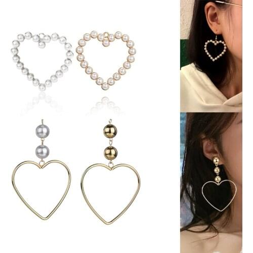2020New 60Pcs Pearl alloy big Love Heart Charm Button for DIY Earrings Pendants or Jewerly necklace accessoriess BY75-BY76