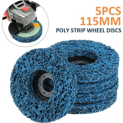 Newest 5Pcs Blue Poly Strip Wheel Discs Resin Grinding Wheel Remove Paint Rust Scaling For Motorcycles Durable Angle Grinder Car