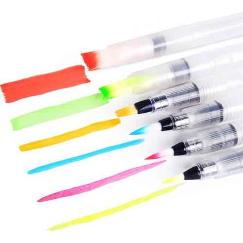 6Peices/Set Refillable Paint Brush Water Color Brush Soft Watercolor Brush Ink Pen for Painting Calligraph Drawing Art Supplies