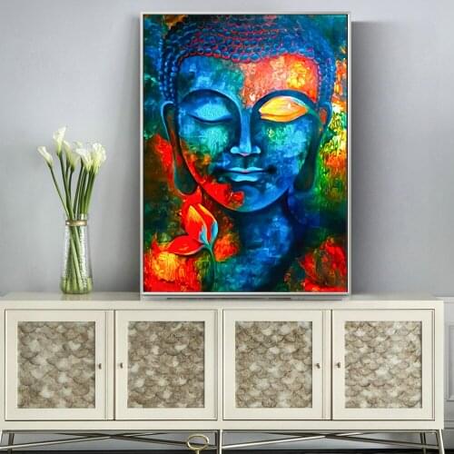 Abstract Buddha Canvas Art Paintings On The Wall Colorful Buddhism Posters And Prints Modern Cuadros Pictures For Living Room