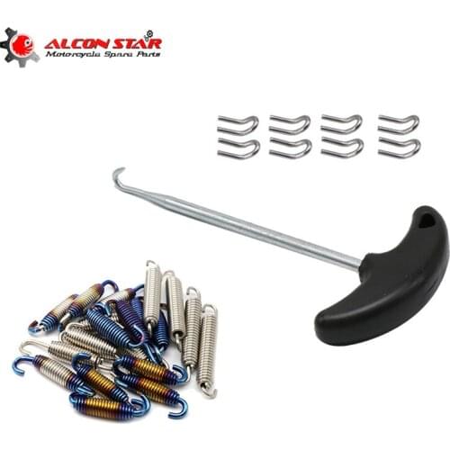 Alconstar- 13Pcs Motorcycle Exhaust Pipe Muffler Mounting Spring Hooks Stainless Steel Link Pipes For Yamaha For Honda CBR KTM
