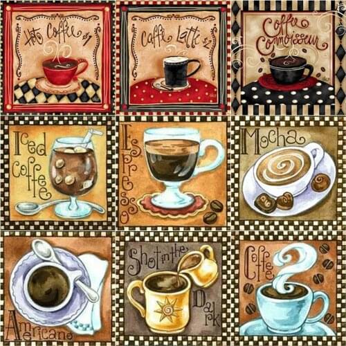 New 5D DIY Diamond Painting Coffee Cup Diamond Embroidery Scenery Cross Stitch Full Square Round Drill Manual Home Decor Gift