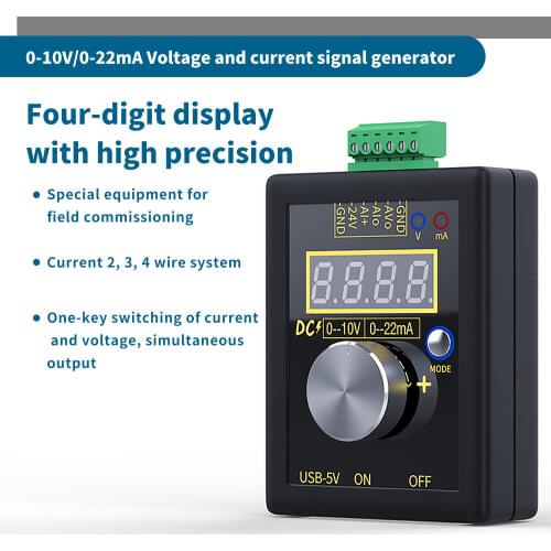 Analog 0-5V 0-10V 4-20mA Signal Generator with Rechargeable Battery Pocket Adjustable Voltage Current Simulator Calibrator