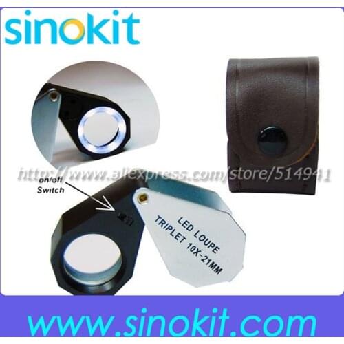 Free Shipping Jewelry LED 10X Magnification Triplet lens Loupe - GM1021-IP