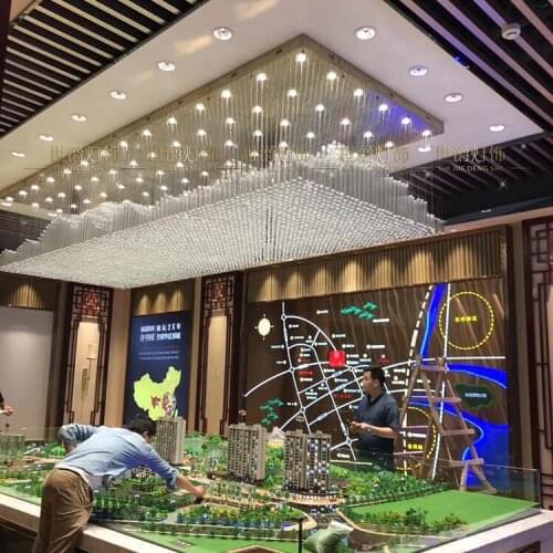 Large hotel engineering crystal lamp rectangular iceberg rockery sales department custom lobby luxury ceiling lamp led fixture