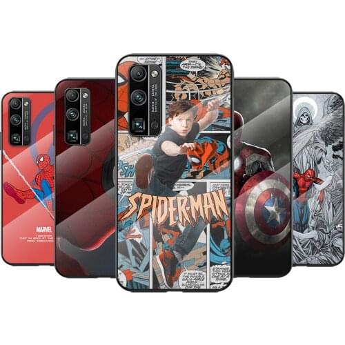 Tempered Glass Cover Avengers Spiderman For Huawei Honor 30 20 10 9X 8X Pro Plus Lite Shockproof Shell Phone Case