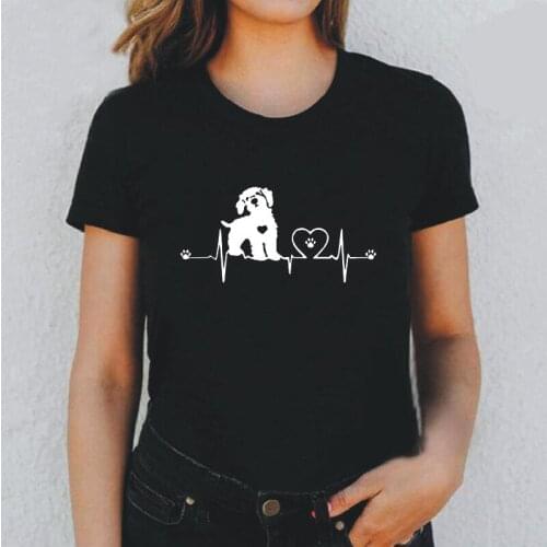 Funny Goldendoodle Heartbeat T Shirt Women Tops Summer Short Sleeve Cotton Tee Shirt Femme Loose Harajuku Tshirt Camiseta Mujer