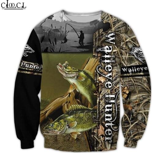 HX Newest Walleye Hunting 3D Print Men Women Hoodie Harajuku Streetwear Autumn Sweatshirt Casual Popular Tracksuit Drop Shipping