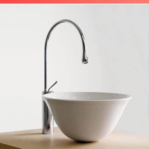 Art basin faucet hot and cold water refined copper water drop above counter basin basin high black gold wash basin faucet