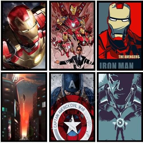 Disney Canvas Painting Marvel Avengers Wall Art Disney Superhero Iron Man Cartoon Poster and Print Room Decor Picture Home Decor