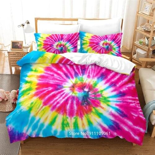 Rainbow Spiral Home Bedding Set Kids Adult Lovely Gift Deluxe Down Quilt Cover Pillowcases 2-3 Pieces High Art Home Textile