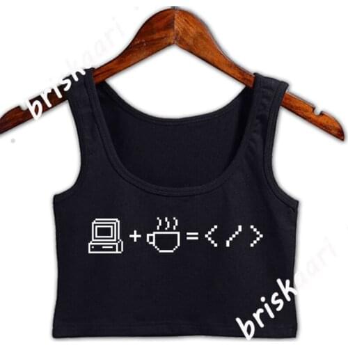 Computer Coffee Equals Code Crop Top Women Sleeveless Spring Girls For Women Graphic Tops Homme Round Neck Vest