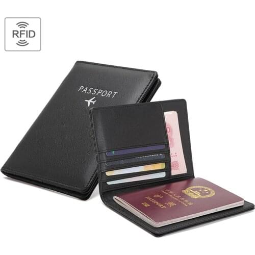 Leather Passport Holder Wallet Women Passport Cover Case RFID Blocking Wallet Men Travel Document Organizer