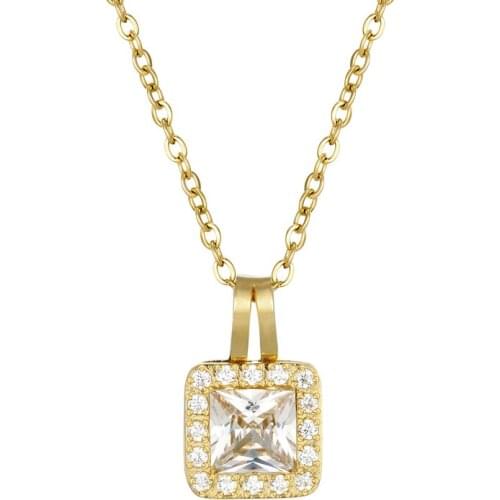 Small And Exquisite Super Shiny Crystal Pendant Necklaces Inlaid With A Circle Of Zircon Titanium Steel Women Love Necklaces