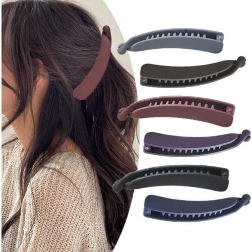 Frosted Hair Clips Solid Color Banana Clip Womens Hair Accessories Fashion Ponytail Barrettes Hair Claws Hairpins