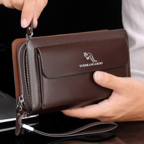 Men Clutch Bag Luxury wallet men double zippers Long wallet large capacity Wallets business Wallet For Men Carteira Masculina