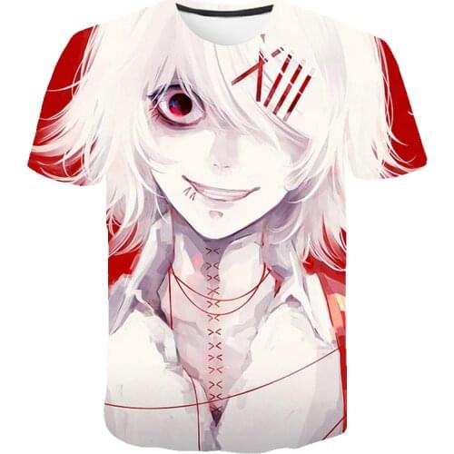 2020 Summer New Men T-shirt Tokyo Ghoul t shirt Blood Anime Short Sleeved Terror Tshirt Funny 3d Printing Casual Mens Tops