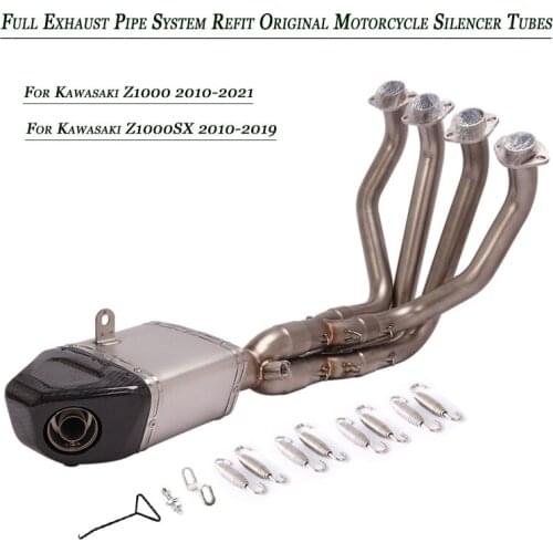 Front Middle Pipe Conncet Tail Exhaust Muffler Pipe DB Killer Set Lossless Installation Refit Silp on for Kawasaki Z1000 Z1000SX