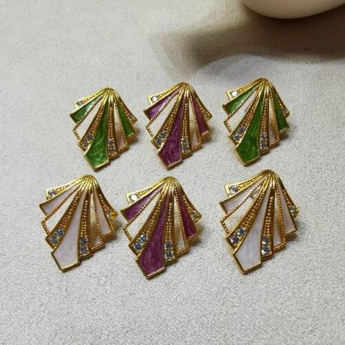 Simple geometric earrings retro enamel earrings brass inlaid zircon online celebrity temperament earrings