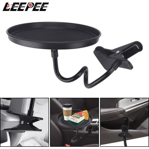 Adjustable Car Food Tray Clamp Bracket Multifunctional Drink Coffee Bottle Organizer Dining Table Car Cup Holder Swivel Tray