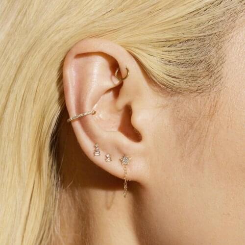 Wholesale 925 Sterling Silver Cute Zircon pearl beaded ear bone minimalist Mini lovely animal Gold Silver Piercing earrings