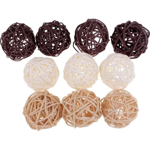 20 Pieces Natural Wicker Rattan Ball 5cm Twig Orbs Balls DIY Embellishments Wedding Ornaments Crafts String Lights Supply