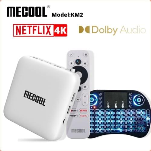 Mecool Netflix 4K TV Box 2021 Media Receiver KM2 Android 10.0 2+8GB SMART TV BOX BT4.2 WIFI2.4G 5G Voice Assistant Media Player