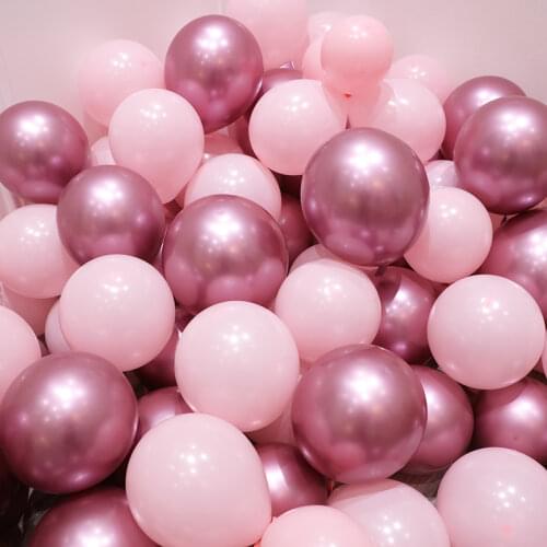 30pcs/lot Pink Latex Balloon Chrome Silver Chrome Metallic Wedding Bridal Shower Theme Party Air Helium Decor Balloons