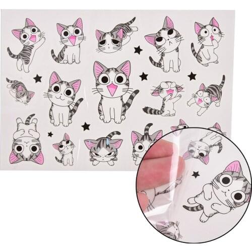 1 Sheet Body Art Water Transfer Fake Flash Taty Stickers Kawaii Cat Cute Emotion Butterfly Temporary Tattoo Sticker