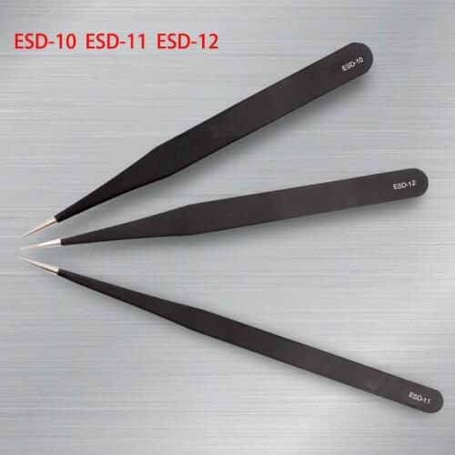 1PcsAnti-static Precision Tweezers Stainless Steel ESD Tweezer Electronics Repair Tools