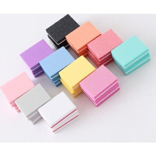 10PCS/20PCS Double-sided Mini Nail File Blocks Colorful Sponge Nail Polish Sanding Buffer Strips Polishing Manicure Tools