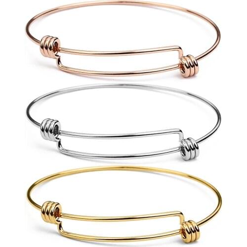 2pcs/lot Stainless Steel Open Bracelets Bangles Settings Cabochon Base Bezel Trays Fit Round Beads DIY Jewelry Making Findings