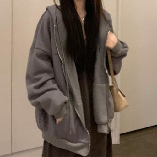 2021 Classic Streetwear Fashion Hoodie Ladies Sweatshirt Long Sleeve Pocket Zip Hoodie Jacket