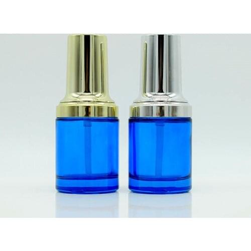 30ML Blue Glass lotion bottle with lotion /spray pump for Essence liquid Skin Care Eye Serum Refillable bottle 50pcs