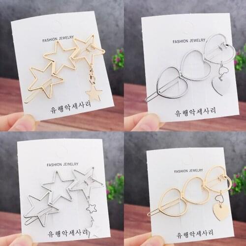 5pcs/lot Metal Hair Clips Geometric Rhombus Barrettes Gold Silver Color Hairpins for Women Hair Accessories New