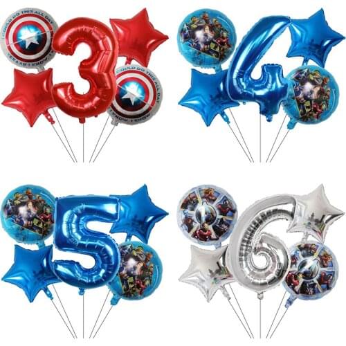 5pcs Marvel Spiderman Captain America Foil Balloons 30 Inch Number Inflatable Balloon Kids Birthday Gifts Baby Shower Decoration