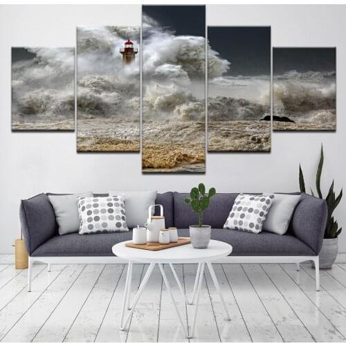 5 pcs 5d diamond painting multi panel Lighthouse in sea storms mosaic stitch cross diamond embroidery full round drill