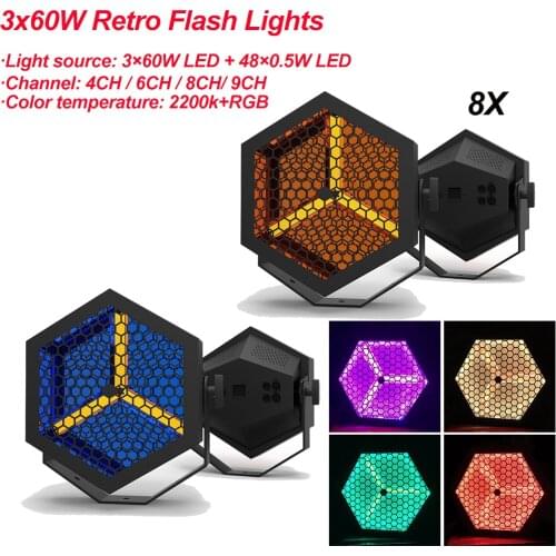 8Pcs/Lot 210W LED Retro Flash Light RGB Color Lighting Strobe DMX For Atmosphere of Disco DJ Music Party Club Dance Floor Bar
