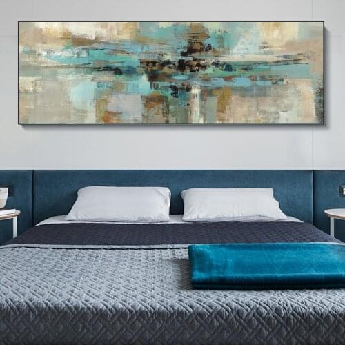 Abstract Oil Paintings Print On Canvas Turquoise Color Modern Art Canvas Posters And Prints Home Decorative Pictures Cuadros