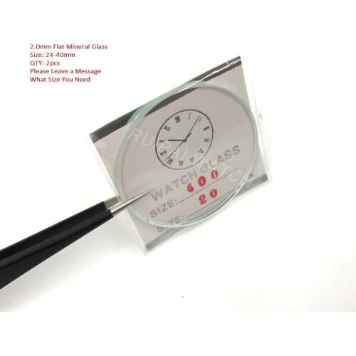 Free Shipping 2mm Selected Size 24~40mm Flat Mineral Round Watch Glass Accessories Watch Repair Crystal 2Pcs